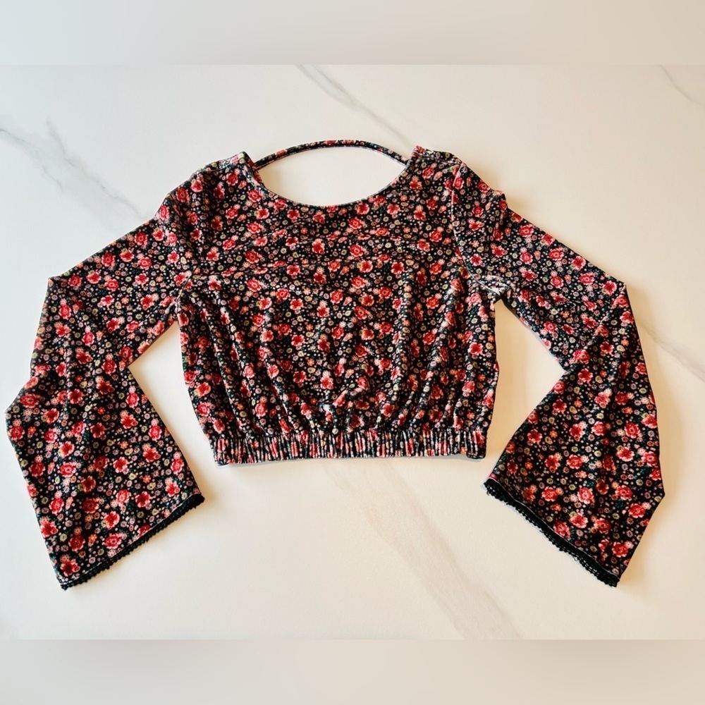 American Eagle Outfitter’s Cropped Velvet Top 60s 70s retro vintage look